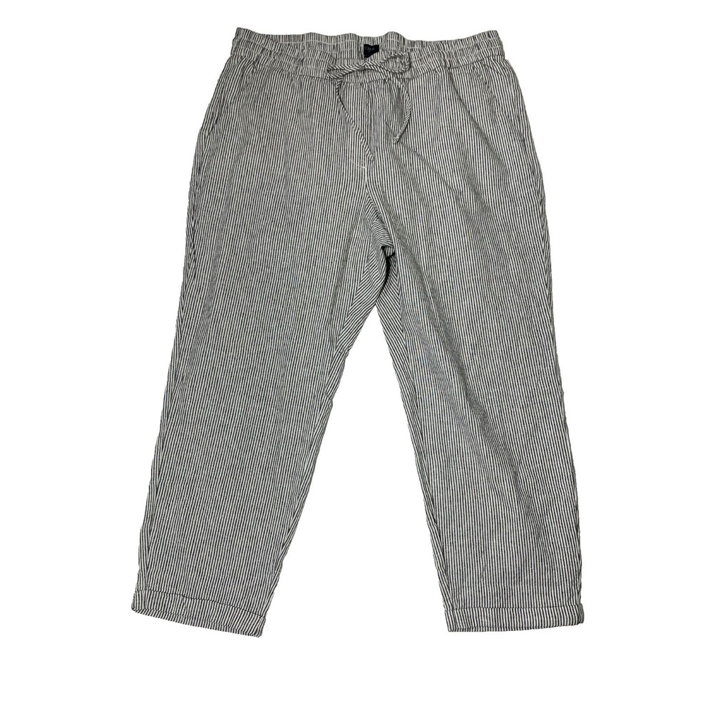 NWT J.Crew Factory Linen Blend Striped High Rise Pants Gray White 16